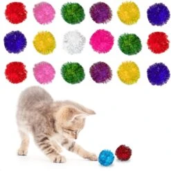 SunGrow Cat Pom Pom Balls For Indoor, Interactive Fetch & Play Toy For Arts & Crafts