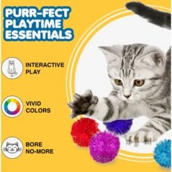SunGrow Cat Pom Pom Balls For Indoor, Interactive Fetch & Play Toy For Arts & Crafts -Cat Supplies 679590 PT2. AC SS1800 V1680882188