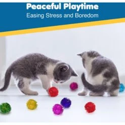 SunGrow Cat Pom Pom Balls For Indoor, Interactive Fetch & Play Toy For Arts & Crafts -Cat Supplies 679590 PT5. AC SS1800 V1680895471