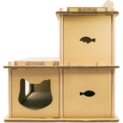 Petique Feline Villa Cat House, Tan -Cat Supplies 688390 PT1. AC SS1800 V1666649377