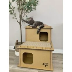 Petique Feline Villa Cat House, Tan -Cat Supplies 688390 PT7. AC SS1800 V1666652113