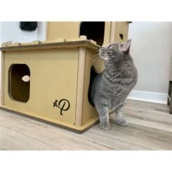 Petique Feline Villa Cat House, Tan -Cat Supplies 688390 PT8. AC SS1800 V1666649857