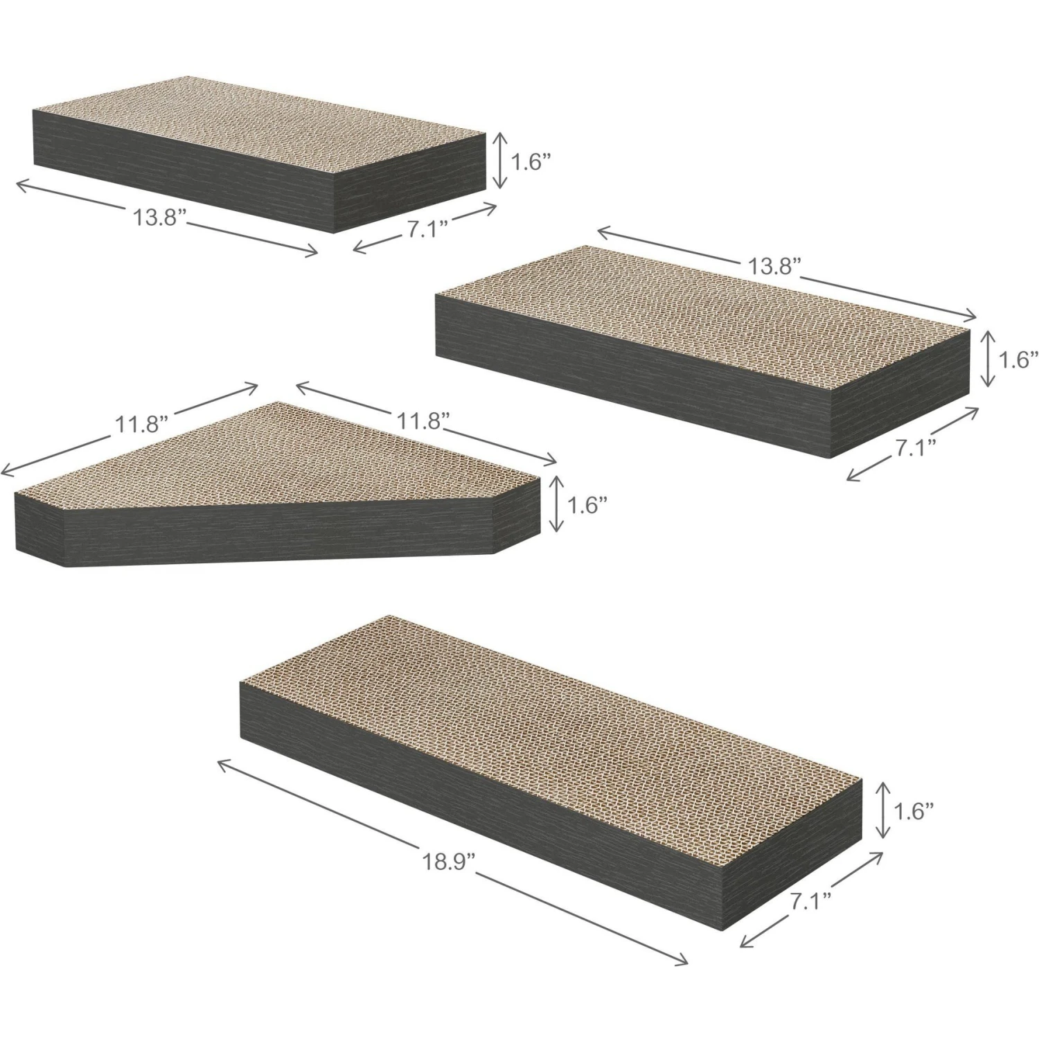 Way Basics Floating Shelf Combo Cat Scratcher, Medium, 4 Count 2 Way Basics Floating Shelf Combo Cat Scratcher, Medium, 4 Count - Image 2