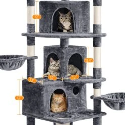 Yaheetech 76.5-in Tree With 3 Condos Cat Tree -Cat Supplies 705086 PT5. AC SS1800 V1686153742