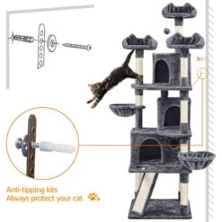 Yaheetech 76.5-in Tree With 3 Condos Cat Tree -Cat Supplies 705086 PT8. AC SS1800 V1686153622