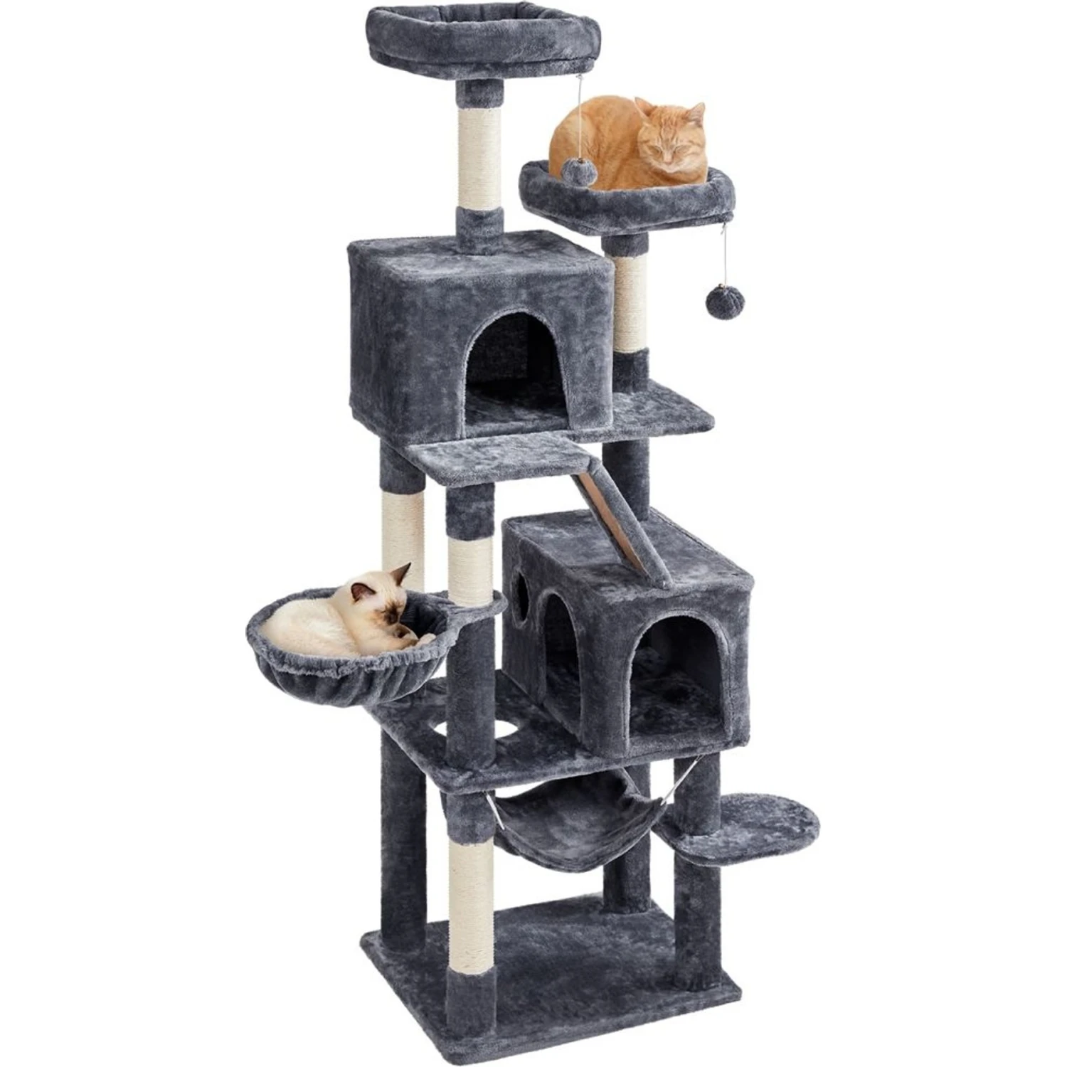 Yaheetech 71.5-in Tree With 2 Cozy Perches Cat Tree, Dark Grey, Large 2 Yaheetech 71.5-in Tree With 2 Cozy Perches Cat Tree, Dark Grey, Large - Image 2