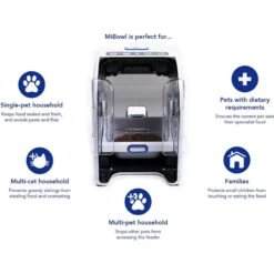 Closer Pets MiBowl Microchip Dog & Cat Feeder, White & Black -Cat Supplies 710014 PT2. AC SS1800 V1668186939