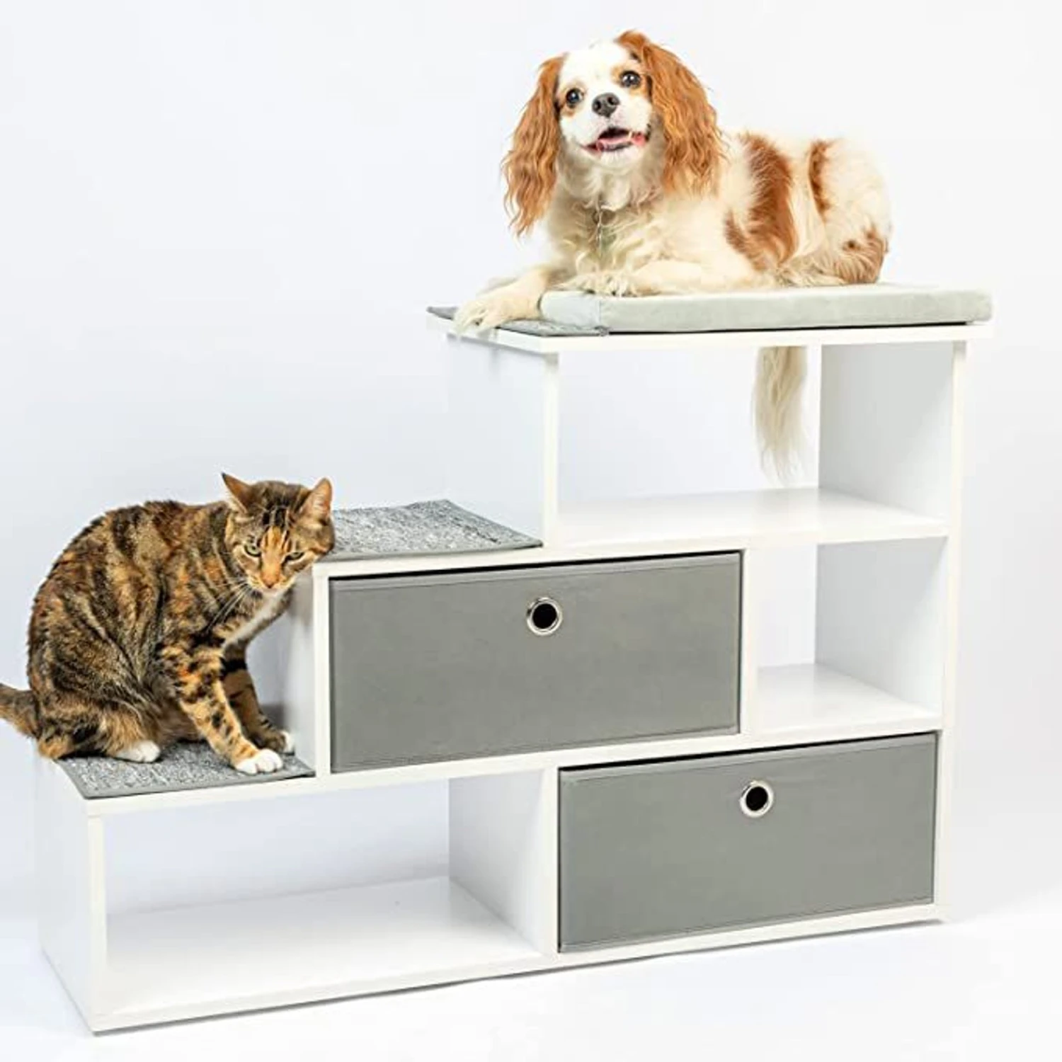 PetFusion Hybrid Cat Bookshelf & 3 Perches, White 1 PetFusion Hybrid Cat Bookshelf & 3 Perches, White