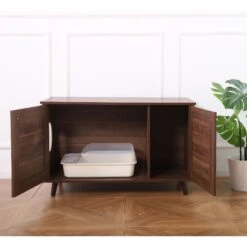 Sam's Pets Becky Box Enclosure End Table Cat Litter, Brown, Medium -Cat Supplies 713035 PT3. AC SS1800 V1669239519