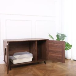 Sam's Pets Becky Box Enclosure End Table Cat Litter, Brown, Medium -Cat Supplies 713035 PT4. AC SS1800 V1669239519