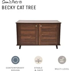 Sam's Pets Becky Box Enclosure End Table Cat Litter, Brown, Medium -Cat Supplies 713035 PT6. AC SS1800 V1669239519
