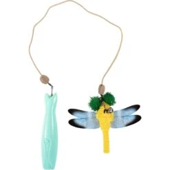 Penn-Plax Retractable Wand With Dragonfly Toy, Metal Bell, & LED Mouse Light Cat Teaser -Cat Supplies 729991 PT1. AC SS1800 V1670263294