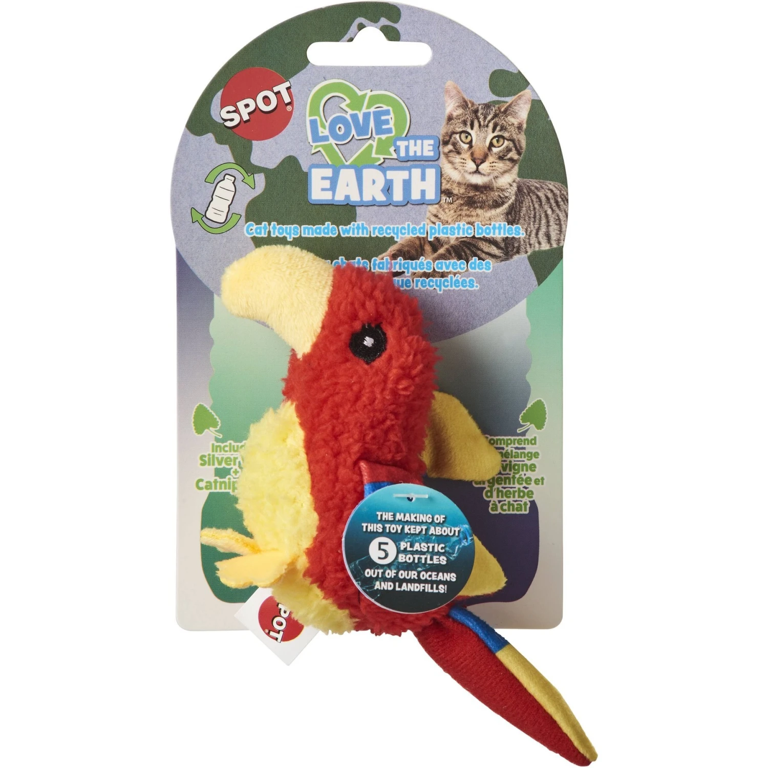 Ethical Pet Love The Earth Parrot Plush Cat Toy With Catnip, Assorted 4 Ethical Pet Love The Earth Parrot Plush Cat Toy With Catnip, Assorted - Image 4