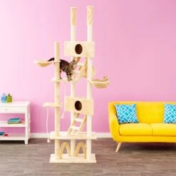 Go Pet Club 106-in Floor-to-Ceiling Faux Fur Cat Tree & Condo -Cat Supplies 74051 PT8. AC SS1800 V1500564077