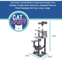 Cat Craft 7 Level Plush & Sisal Cat Activity Cat Tree Habitat, Gray, X-Large 10 Cat Craft 7 Level Plush & Sisal Cat Activity Cat Tree Habitat, Gray, X-Large -Cat Supplies 744734 PT2. AC SS1800 V1689975300