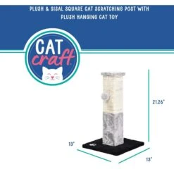 Cat Craft Plush & Sisal Square Cat Scratching Post With Plush Hanging Cat Toy, Gray/Natural, Small 9 Cat Craft Plush & Sisal Square Cat Scratching Post With Plush Hanging Cat Toy, Gray/Natural, Small -Cat Supplies 744750 PT2. AC SS1800 V1689974821