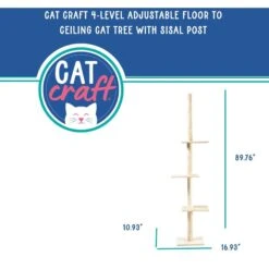 Cat Craft 4-Level Adjustable Climbing & Perch Cat Tree With Scratching Post, Cream, X-Large -Cat Supplies 744814 PT2. AC SS1800 V1674069683