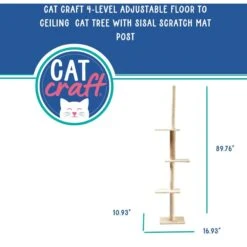 Cat Craft 4-Level Adjustable Climbing & Perch Cat Tree With Scratch Mat Post, Cream, X-Large -Cat Supplies 744846 PT2. AC SS1800 V1674071337