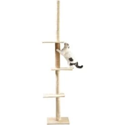 Cat Craft 4-Level Adjustable Climbing & Perch Cat Tree With Scratch Mat Post, Cream, X-Large -Cat Supplies 744846 PT7. AC SS1800 V1674068985
