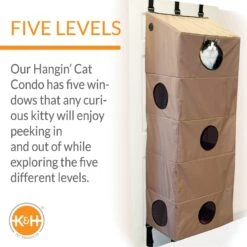 K&H Pet Products Hangin' Cat Condo Door Mounted Cat Furniture 5 Level Heavy Duty Cat Tree For Large Cats -Cat Supplies 75086 PT3. AC SS1800 V1622598468