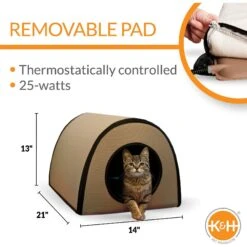 K&H Pet Products Thermo Mod Cat Shelter Weatherproof Outdoor Heated Cat House -Cat Supplies 78552 PT1. AC SS1800 V1613068655