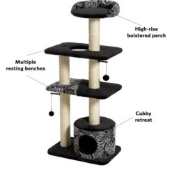 MidWest Feline Nuvo Tower 50.5-in Faux Fur Cat Tree & Condo -Cat Supplies 80344 PT7. AC SS1800 V1525271848