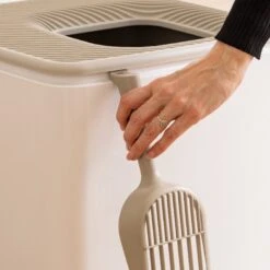 IRIS USA Premium Square Top Entry Cat Litter Box With Scoop, White & Gray, Large -Cat Supplies 846654 PT7. AC SS1800 V1683836178