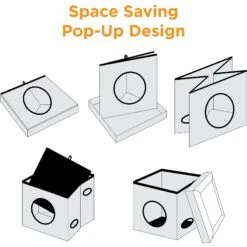 Friends Forever Taylor Collapsible Cube Cat House & Ottoman, Grey -Cat Supplies 851550 PT8. AC SS1800 V1683836587