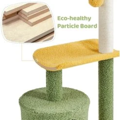 Yaheetech 37-in Coconut Palm Cat Tree, Small, Green & Yellow -Cat Supplies 871710 PT8. AC SS1800 V1686246213