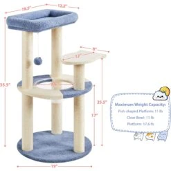 Yaheetech 35.5-in Cat Tree With Space Capsule, Small, Blue & Beige -Cat Supplies 871726 PT3. AC SS1800 V1686246153