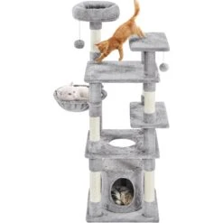 Yaheetech 4-Level Cat Tree, 56.5-in, Medium, Light Gray -Cat Supplies 871774 PT1. AC SS1800 V1686249953