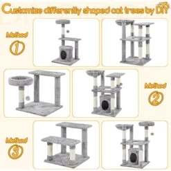 Yaheetech 4-Level Cat Tree, 56.5-in, Medium, Light Gray -Cat Supplies 871774 PT5. AC SS1800 V1686249835