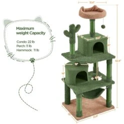 Yaheetech 62.5-in Cactus Cat Tree, Medium, Green & Brown -Cat Supplies 871822 PT2. AC SS1800 V1688738709