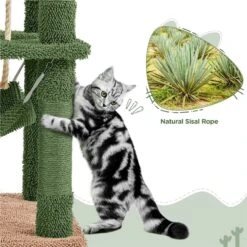 Yaheetech 62.5-in Cactus Cat Tree, Medium, Green & Brown -Cat Supplies 871822 PT6. AC SS1800 V1688738708