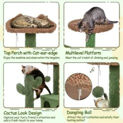 Yaheetech 54.5-in Cactus Cat Tree, Medium, Green & Brown -Cat Supplies 871870 PT3. AC SS1800 V1688738705