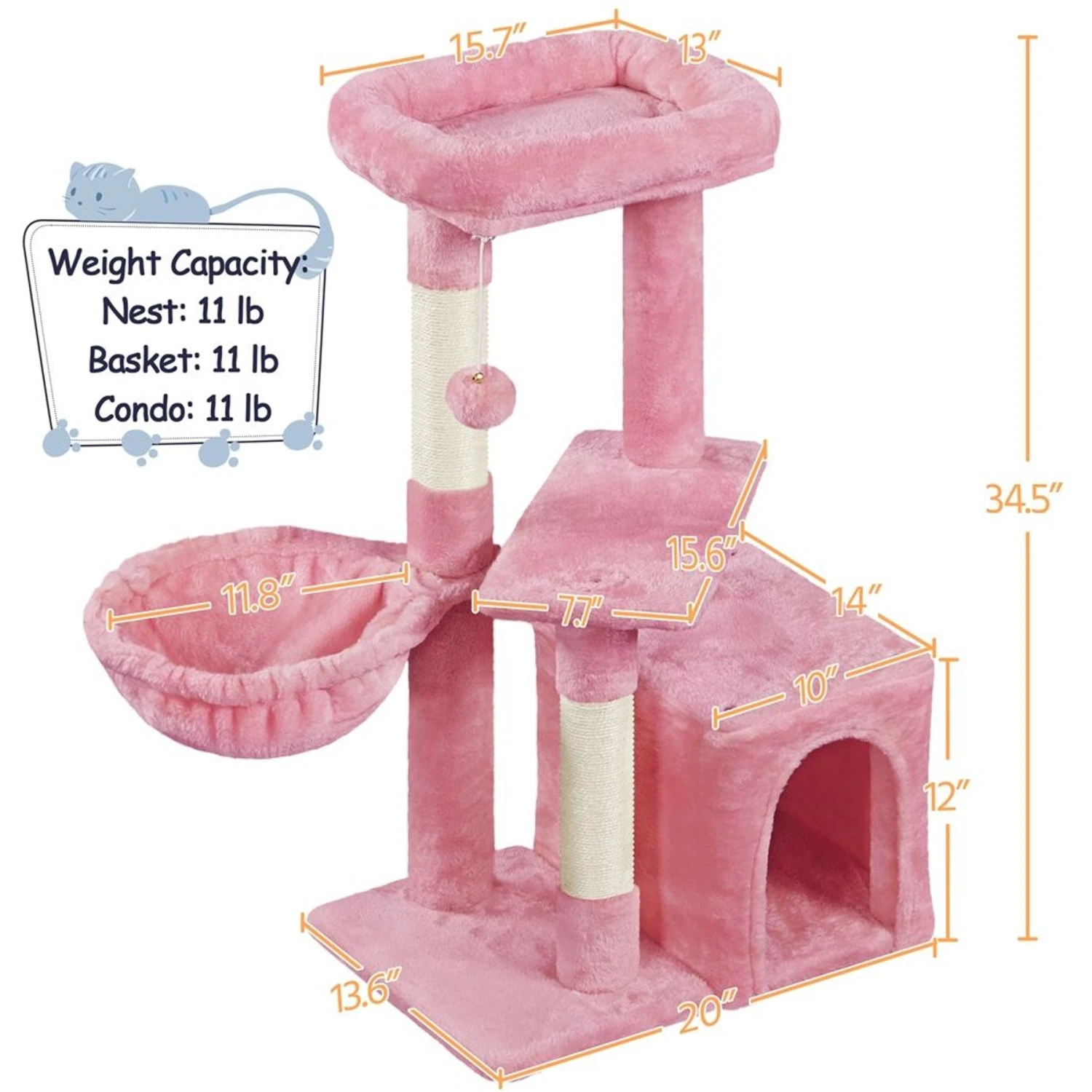 Yaheetech 34.5-in Plush Cover Cat Tree 3 Yaheetech 34.5-in Plush Cover Cat Tree - Image 3