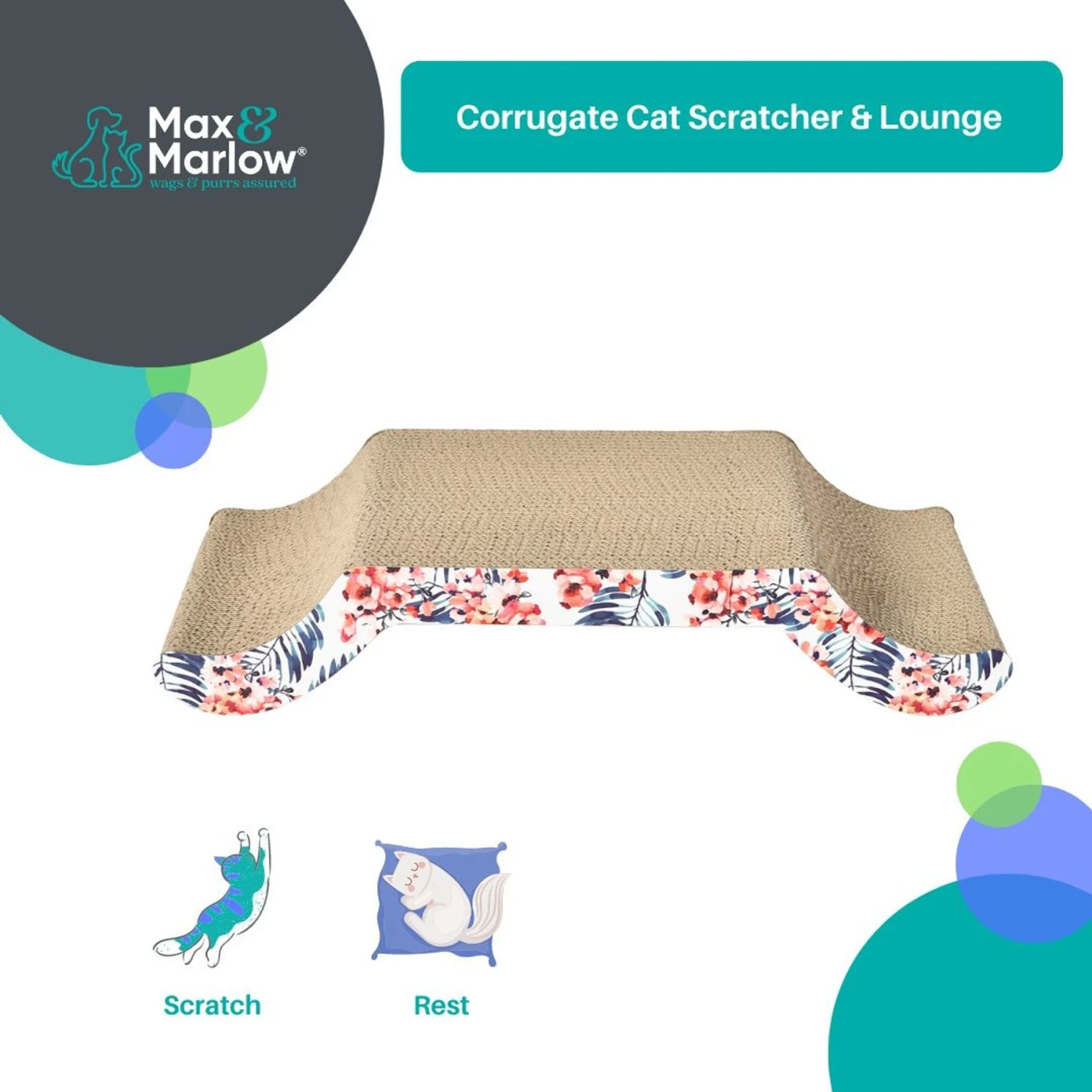 Max & Marlow Curled Side Corrugate Cat Scratcher 2 Max & Marlow Curled Side Corrugate Cat Scratcher - Image 2