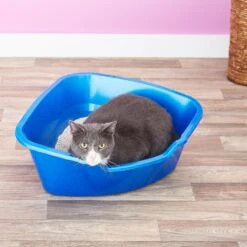 Frisco Collapsible Wire Cat Cage Playpen & Van Ness High Side Corner Cat Litter Pan, Blue -Cat Supplies 933382 PT8. AC SS1800 V1692305264