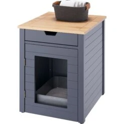 TRINITY 20-in Enclosure End Table With Drawer Cat Litter Box, Dark Grey, Small -Cat Supplies 943606 PT2. AC SS1800 V1692300285