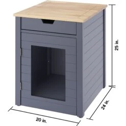 TRINITY 20-in Enclosure End Table With Drawer Cat Litter Box, Dark Grey, Small -Cat Supplies 943606 PT5. AC SS1800 V1692302979