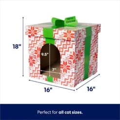 Frisco Holiday Gift Box Cardboard Cat House & Frisco Holiday Santa's Workshop Cardboard Cat House -Cat Supplies 986158 PT2. AC SS1800 V1698258056