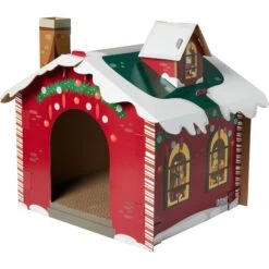 Frisco Holiday Log Cabin Cardboard Cat House & Frisco Holiday Santa's Workshop Cardboard Cat House -Cat Supplies 986198 PT5. AC SS1800 V1698257790
